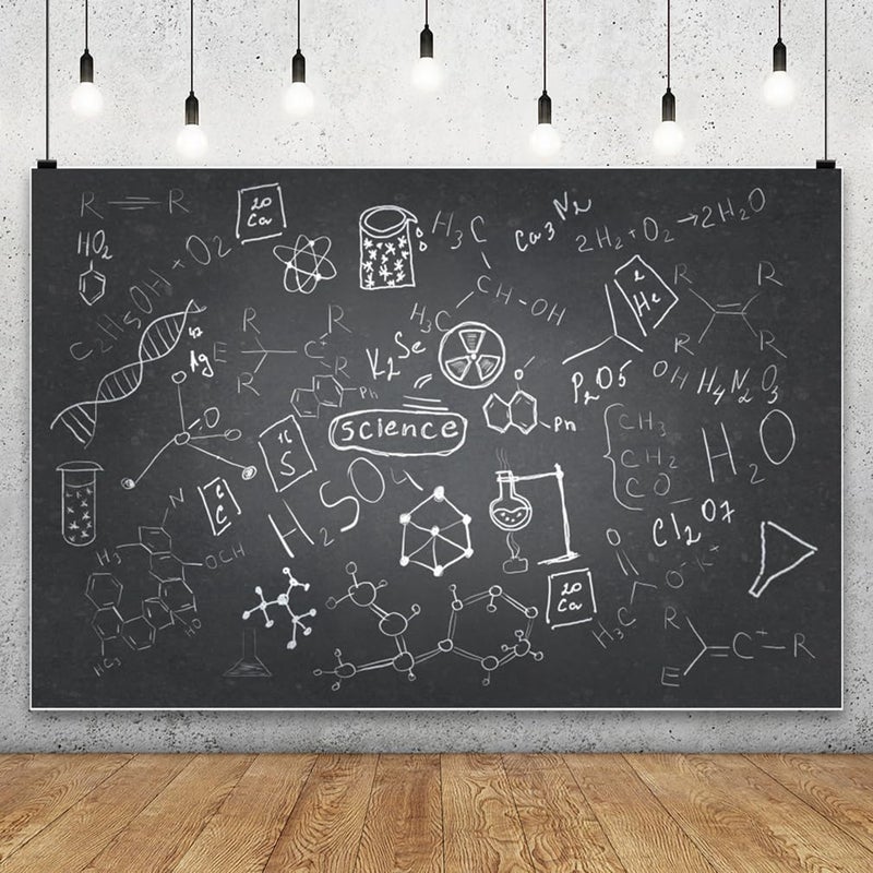 AOFOTO 8x6ft Science Lab Backdrop Chemistry Classroom Back to School Photography Background Class Drawing Chalkboard Blackboard Banner for Medical Laboratory Birthday Party Video Studio Props Vinyl - Image 2